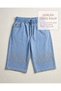 Plus Size Elastic Waist Lace-Up Stone Detailed Denim Women's Shorts - 2