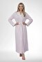Women's Floral Patterned 4-Piece Large Size Long Sleeve Set Dressing Gown-Nightgown-Pajama Set %100 Cotton - 5