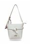 Women's White Scarf Hand and Shoulder Bag - Buckle Detailed, Crossbody Baguette Bag - 2