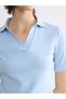 Blue Polo Neck Women's T-Shirt - 2