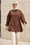 Women's Trendy Ruffle Sleeve Belted Poplin Hijab Shirt - 5