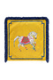 Fringed Cushion Cover with Spotted Decorative Horse Motif - Ethnic Cover with Navy Blue Tassels and Yellow Background - 4