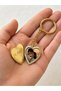 Gold Color Heart Patterned 316L Stainless Steel Openable Memory Keychain - 4