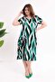 Women's Green Geometric Pattern Loose Dress with Pockets, Compatible with Standard Sizes 42-54, Stretchable Dress - 4
