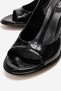 Women's Black Crocodile Patterned 8 cm Goblet Heeled Sandals Shoes - 3