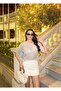 Women's Blouse Sequined Mesh Knit Short Sleeve Metallic Sparkle See-Through Top - 3