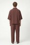 Lyocell blend striped zippered linen shirt - burgundy - 5