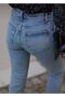 Blue Snow Wash Lycra Palazzo Wide Leg Super High Waist Jean Trousers - 2