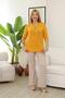 Plus Size Blue Blouse with Gold Zipper Detail - 7