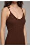 Slim Fit Plain Women's Brown Strap Dress - 4