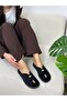 Black Suede (Dyrot) Toe-Open Slippers with Gold Accessories - 2