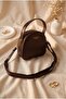 Minimalist Round-Line Double Zipper Crossbody Bag - Dark Brown