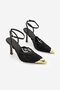 Women's Black Lace Detailed Stiletto Evening Dress Shoes Gold Toe Black Evening Dress Shoes Stc1304 - 2