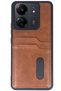 Ilkeshop New Redmi 13C Case Sara Leather Case with Business Card Holder (122656) - Tan - 2