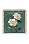 White Floral and Leaf Pattern Fringed Throw Pillow Cover - Cream Tassel Botanical Cover - 6