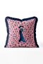 Pink Feather Detailed Peacock Patterned Fringed Throw Pillow Cover - Navy Blue Tasseled Bohemian Cover - 2