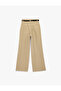 Wide-Leg Linen Trousers with Pockets, Pile Detail, and Belt - 4