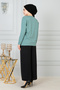 Women's Aqua Green Lycra Long Sleeve Front Patterned Mother's Combed Cotton Blouse Mother's Day Special Day - 3