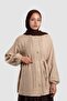Ribbed Detailed Muslin Shirt Stone - 8