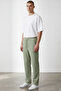 Men's Mint Green Oversize Ottoman Fabric Trousers - 4