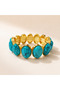 Turquoise Stone Detailed Gold Color Flexible Women's Bracelet
