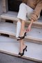 Macoli Women's Black Tulle Detail Single Strap Slippers - 5