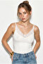 Women's White Lace Detailed V-Neck Thin Strap Viscose Undershirt Blouse 30006 60286268 - 4