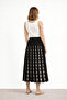 Black and White Geometric Patterned Pleated Skirt - 2