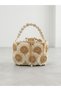 G37182 Flower-Detail Beaded Handle Straw Women's Daily Stylish Bag for Women