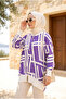 Women's Geometric Patterned Ribbed Decorated Loose Fit Hijab Tunic - 4
