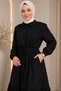 Modern Cut Lara Half Buttoned Shirt Collar Hijab Dress - 5