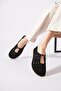 Desren Laser Shaped Elastic Women's Ballerinas Black Suede - 4