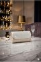 White Evening Dress Bag with Stone Detail, Stylish for Night, Wedding, Marriage, Graduation, Handbag with Magnet Closure, Chain Strap