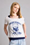 Boxy Fit Boat Neck Printed Short Sleeve T-Shirt H8921Ax26Hs - 3