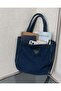 Washable Denim Bag with Arma Detail Dark Blue