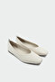 Caddy Genuine Leather Flat Women's Ecru Classic Ballerinas - 2