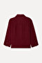 Women's Burgundy Oversize Resort Collar Linen Shirt - 5