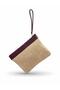Burgundy Color Women's Wicker Clutch Model with Handle - 4