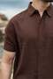 Bitter Brown Linen Look Relax Fit Men's Shirt Shorts Set E7364 - 4