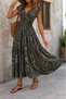 Women's Maxi Length Patterned Summer Jersey Dress with Elastic Detail at the Waist - 2