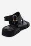 Burley Black Skin Genuine Leather Flip-Flop Women's Sandals - 5
