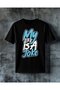 Life Is a Joke Blue Graffiti Printed Oversize T-Shirt