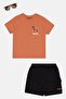 Toddlers Boy 3 Pcs Graphic Print T-Shirt And Shorts With Sunglasses Set, Multicolor - 3