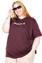 Mode XL Real Big Size Women's T-Shirt Bıs Yaka Move-X U26114 Mürdüm - 2