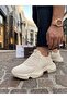 Cream Suede Laceless High Sole Men's Sneaker Boots - 2