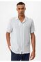 Apaş collar knitted short sleeve men's shirt - 2