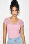 Women's Pink Lace V-Neck Bodycon Blouse 36012 60286290 - 3