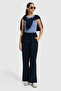 Women's Navy Blue Canvas Trousers 50321973-Vr033