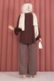 Elastic Waist Pocketed Tencel Trousers Brown - 5