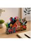 Pink Floral Wooden Desktop Pen Holder Pen Holder and Organizer (25X15 cm)Org11 - 3